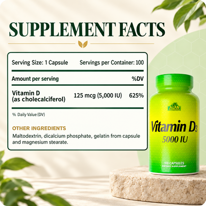 Vitamin D3 verified supplement facts and ingredients