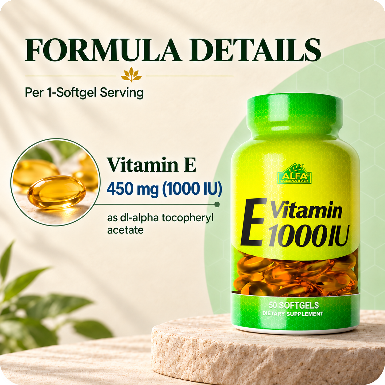 Vitamin E 1000 IU formula and source card