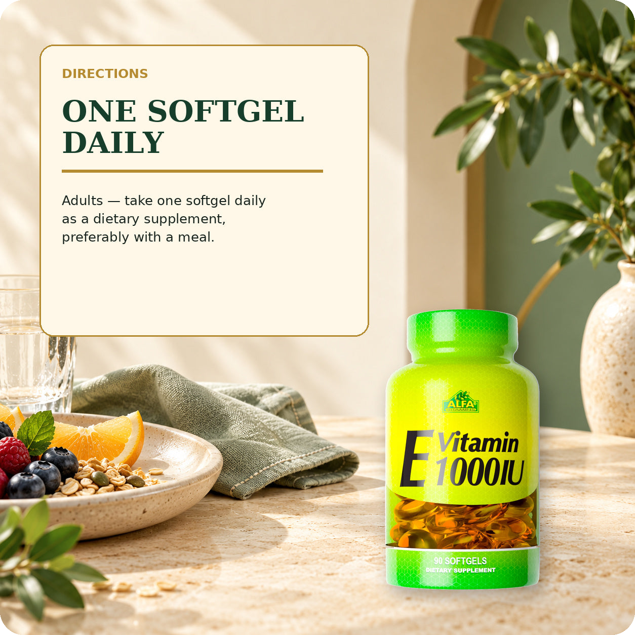 Vitamin E 1000 IU suggested use card