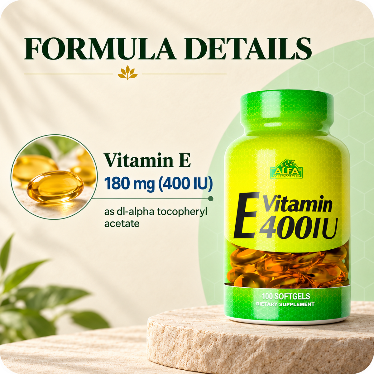 Vitamin E 400 IU formula overview