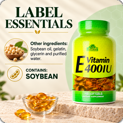 Vitamin E 400 IU label essentials and ingredients