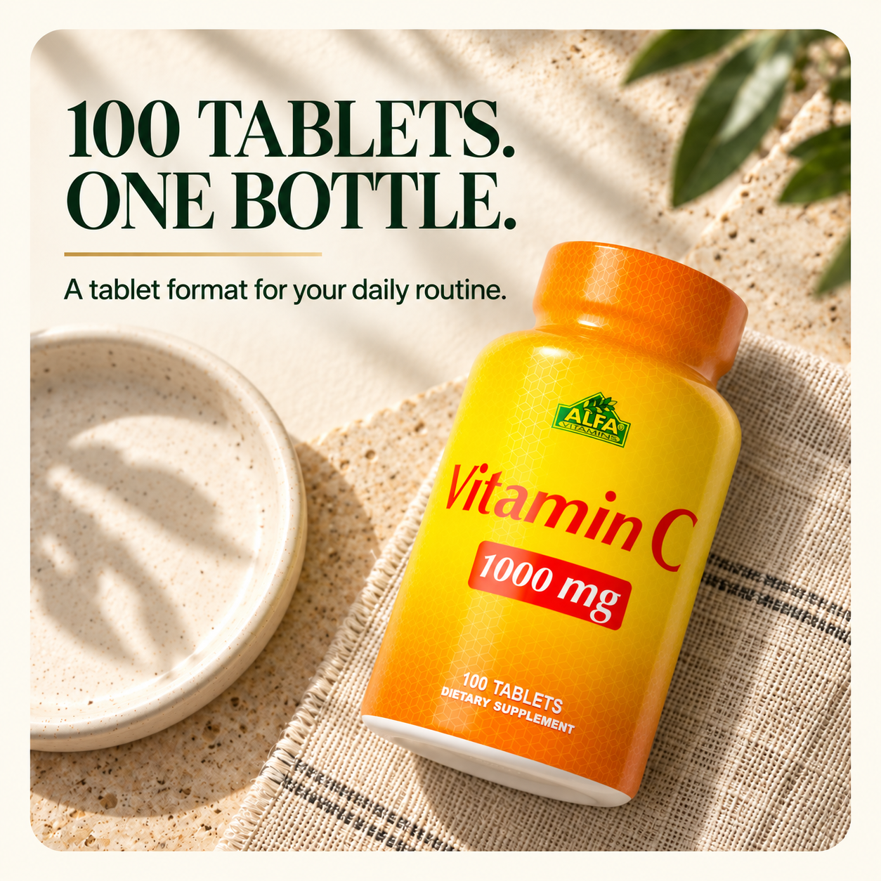 100 tablets per bottle in a tablet format