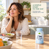 Zinc Gluconate 200 mg — simple one-tablet morning routine with a meal