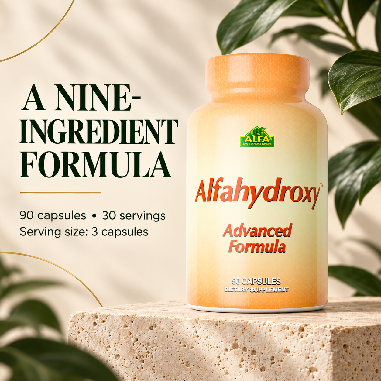 Alfa Vitamins Alfahydroxy Advanced Formula, 90 capsules and 30 servings.