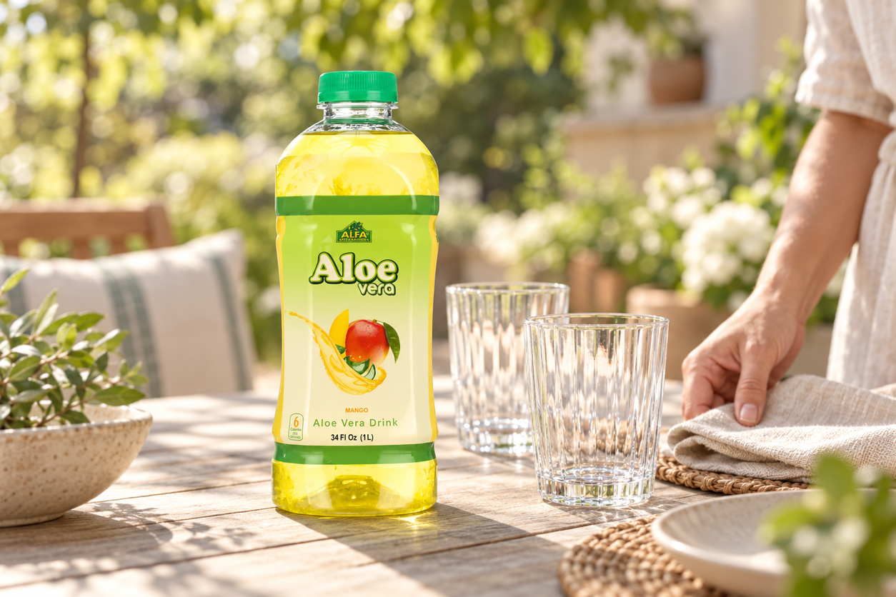 Aloe Vera Drink-Mango in an everyday setting