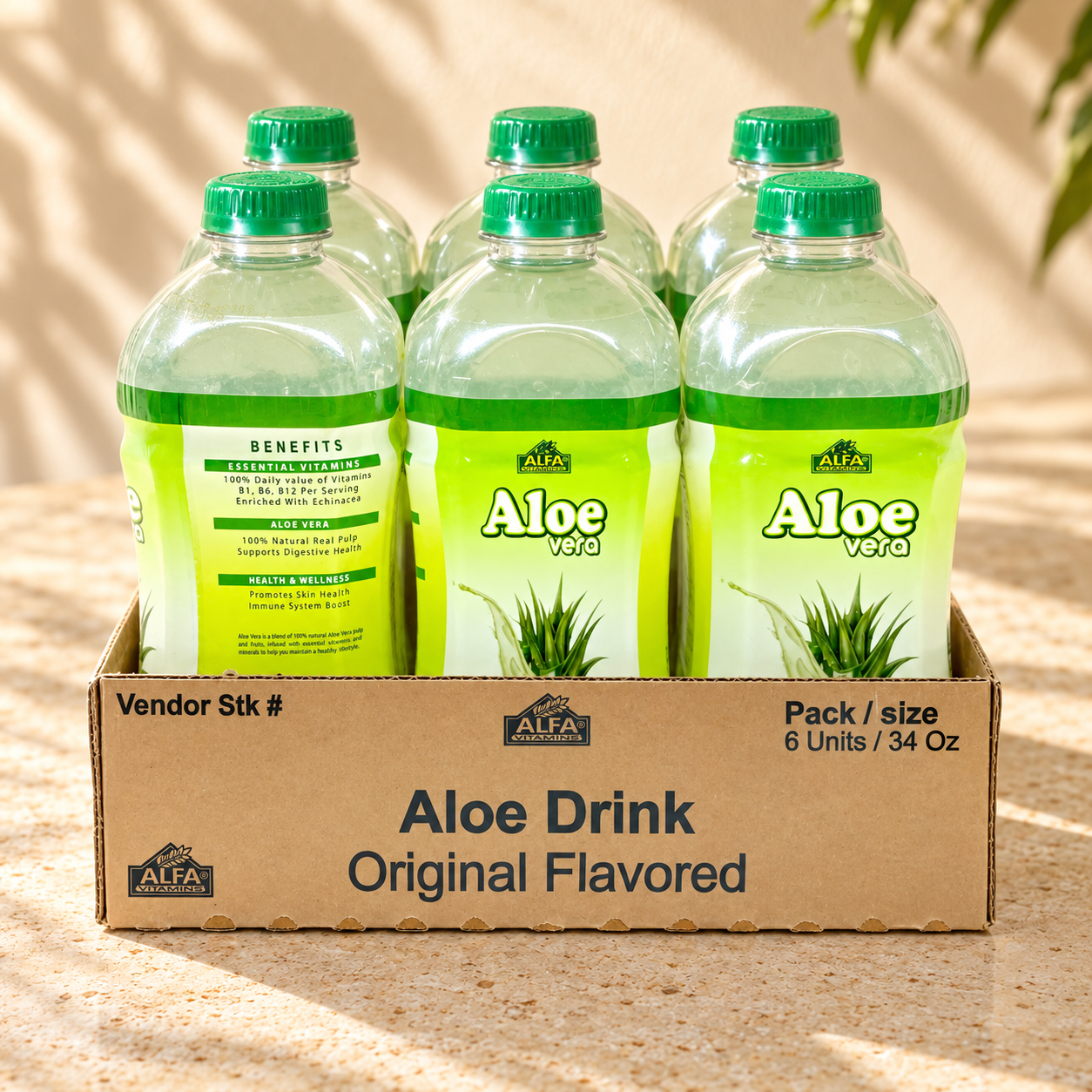 Aloe Vera Original Flavored Juice With Pulp - 34 fl oz - 6 Pack
