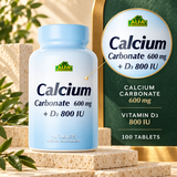 Packaging detail for Alfa Vitamins Calcium 600 mg plus D3 800 IU, 100 tablets