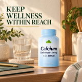 Alfa Vitamins Calcium 600 mg plus D3 800 IU beside a neutral wellness organizer