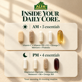 Inside Daily Core: five AM supplements and four PM supplements