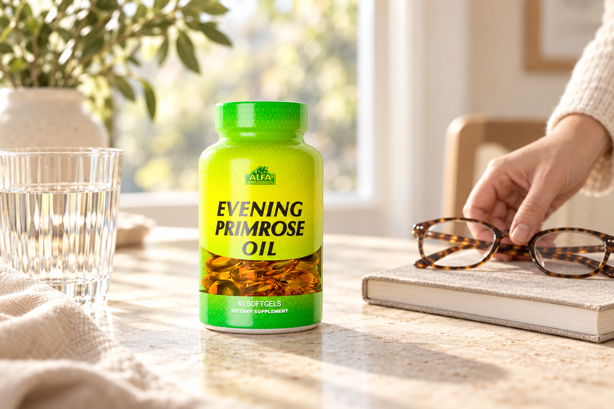 Evening Primrose Oil 1,000 mg per Serving - 60 Softgels in an everyday setting