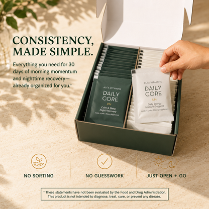 Daily Core organized daily sachets
