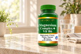 Genesisvit Magnesium Complex + Vitamin B6 - 60 Tablets photographed in a warm natural setting