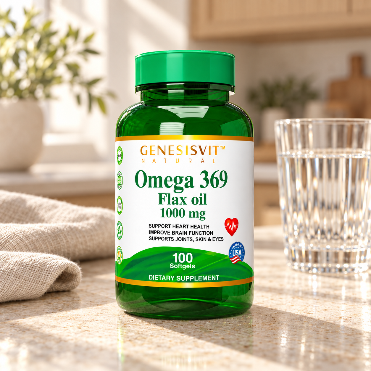 Genesisvit® Omega 3-6-9 Flax Oil 1000 mg - 100 Softgels