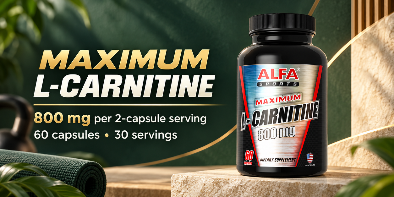 Alfa Sports Maximum L-Carnitine 800 mg, 60 capsules and 30 servings.