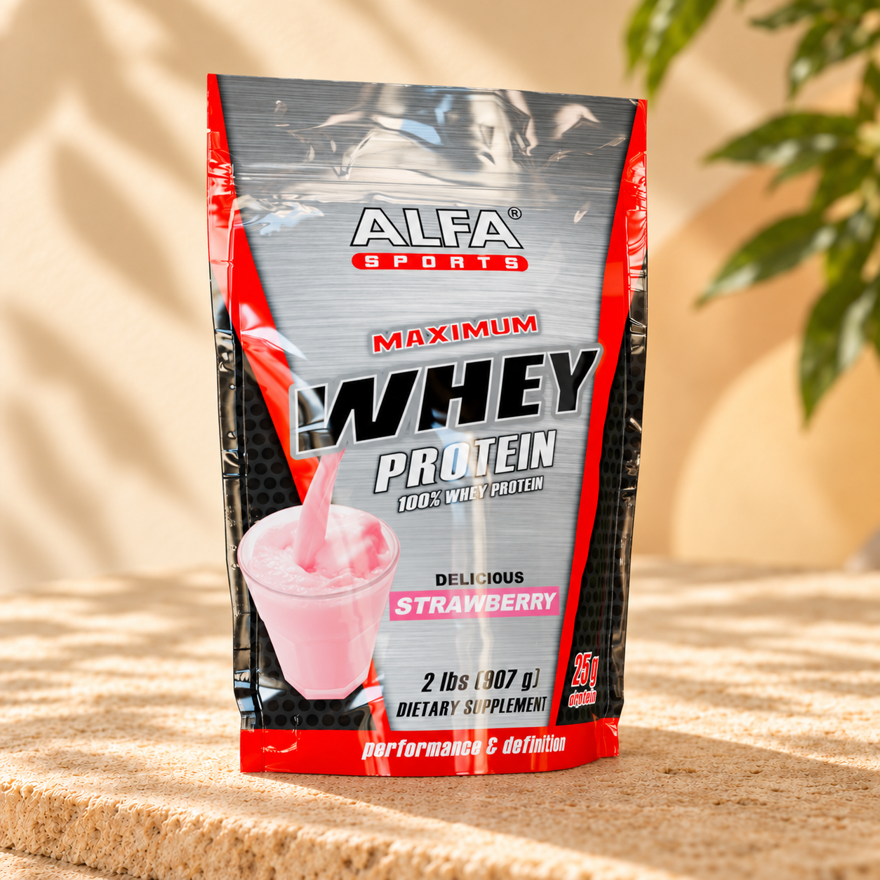 Maximum Whey Protein Powder - 2 Pounds Bag (Strawberry)