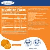 Nutrition Facts panel for Genesisvit Electrolyte Hydration Orange flavor.