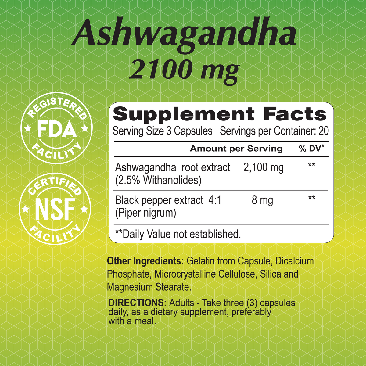 Ashwagandha 2,100 mg - 60 Capsules – Alfa Vitamins Store