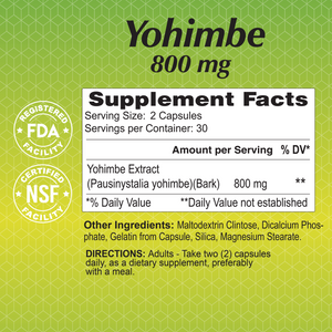 Yohimbe 600 mg  pure extract - Male Dietary Supplement - 60 capsules