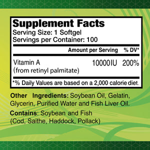 Vitamin A Fish Liver Oil - 100 softgels