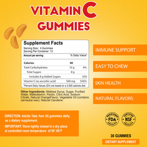 Vitamin C Gummies for Adults - 60 Gummies