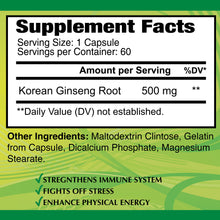 Korean Ginseng 500 mg - 60 capsules