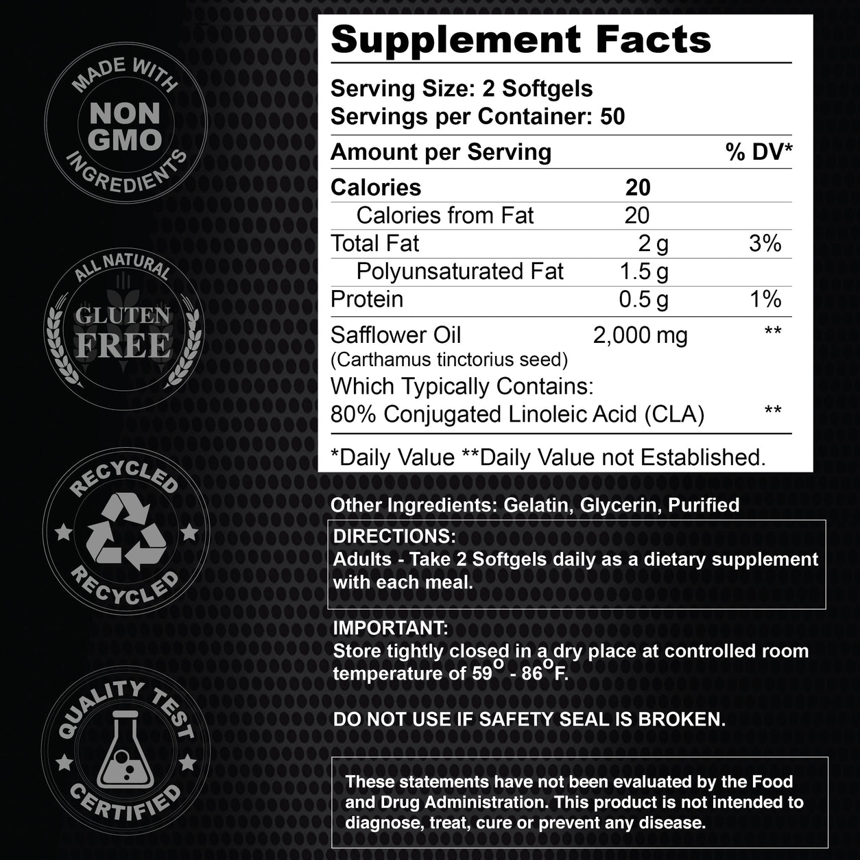 Existing Maximum CLA 2000 mg -  Abs builder -  100 soft gels label and ingredients reference