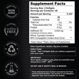 Existing Maximum CLA 2000 mg -  Abs builder -  100 soft gels label and ingredients reference