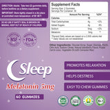 Existing Melatonin Gummies with 5MG - 60 Gummies label and ingredients reference