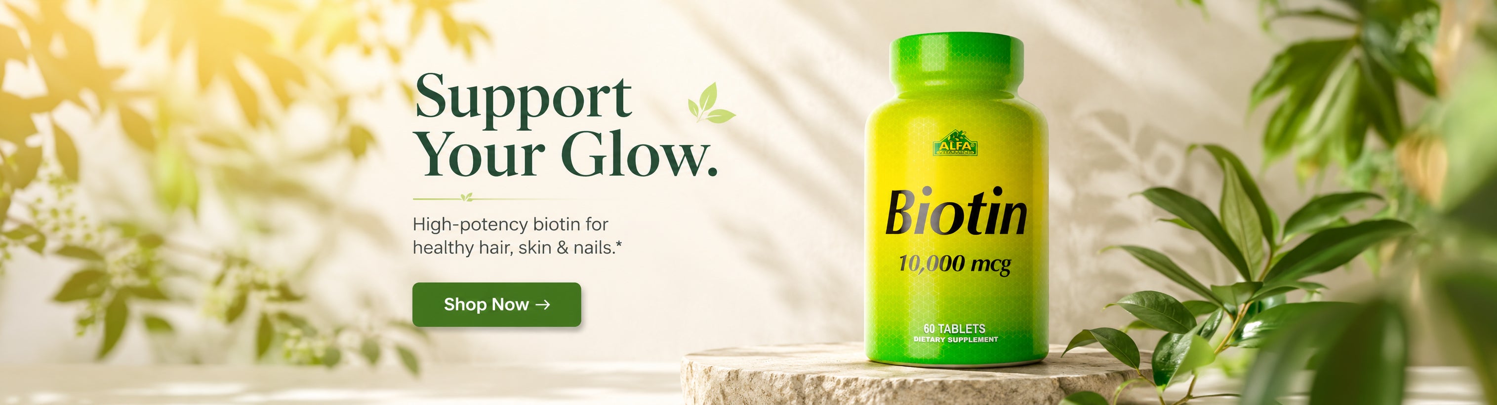 Alfa Vitamins Biotin 10,000 mcg—support healthy hair, skin, and nails